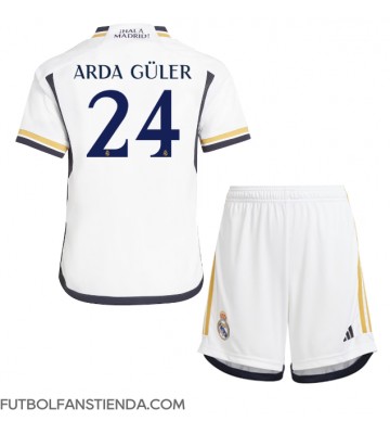 Real Madrid Arda Guler #24 Primera Equipación Niños 2023-24 Manga Corta (+ Pantalones cortos)